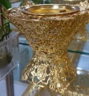 Traditional Mabkhara gold incense holder for Oud and Bakhoor burning Arabian home fragrance